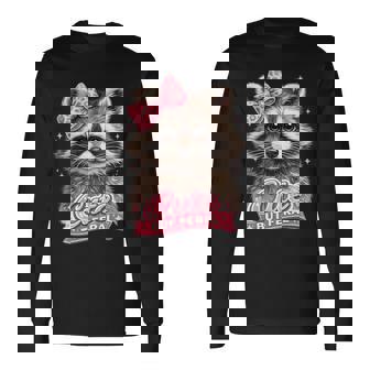 かわいいけど野生的な面白いアライグマの弓ミームかわいい動物のユーモア 長袖tシャツ 長袖Tシャツ - Kawaiitshirt