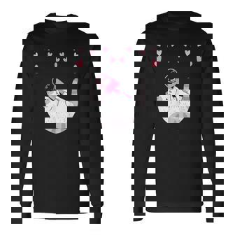 かわいい毛糸の猫はけん玉ハートを弾く 長袖Tシャツ - Kawaiitshirt