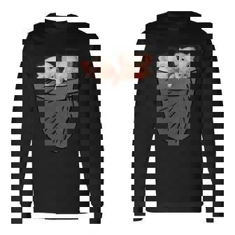 かわいい豚 ポケット覗き見 面白い豚 長袖Tシャツ - Kawaiitshirt