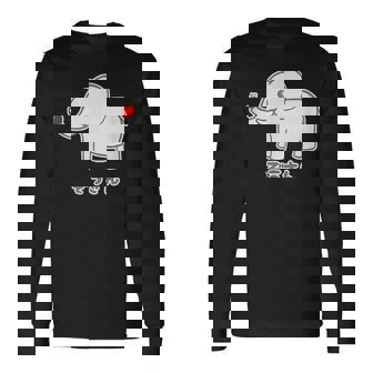 ぞうさん 象（牙 きば・りんご Hタイプ）【どうぶつフレンズ】面白 動物 イラスト 長袖Tシャツ - Kawaiitshirt