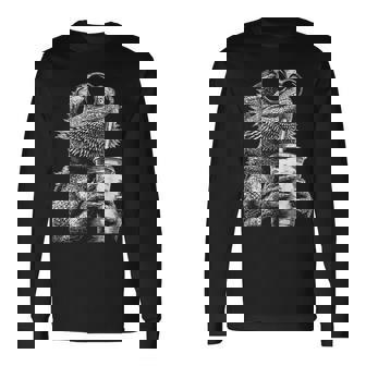 ひげを生やしたドラゴン 飲むアイスコーヒー 面白い動物 ミーム グランジ 長袖Tシャツ - Kawaiitshirt