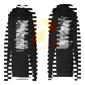 わがまま猫 ピザねこ ラーメン好き かわいい おもしろ マンガ 長袖Tシャツ - Kawaiitshirt