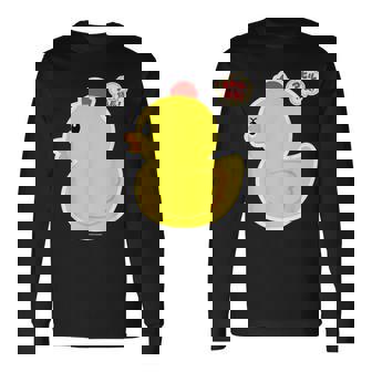 アヒル隊長ビッグプリント（横向き） 長袖Tシャツ - Kawaiitshirt