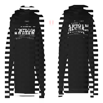 アムステルダム オランダ オランダ 国旗 紋章 ヴィンテージ 長袖Tシャツ - Kawaiitshirt