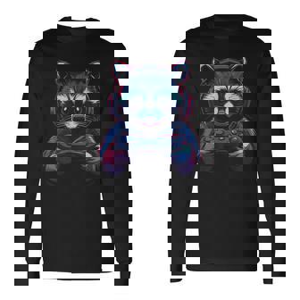 アライグマ ビデオ ゲーム ゲーマー ギャンブラー コンピューター ゲーマー アライグマ 長袖Tシャツ - Kawaiitshirt