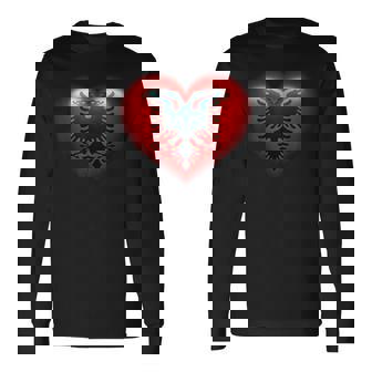 アルバニア国旗 イーグル ダブル レッド アルバニア シュキペ コソボ 長袖Tシャツ - Kawaiitshirt