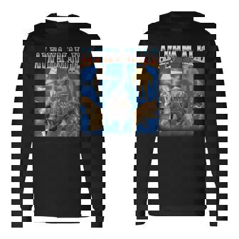 アルファ 男性 面白い ジョーク ミーム 大人 ユーモア 猫 ミーム 長袖Tシャツ - Kawaiitshirt