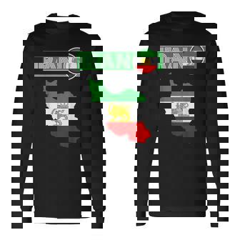 イランライオン太陽旗、イラン地図、イラン、イランの旗、イランの旗。 長袖Tシャツ - Kawaiitshirt