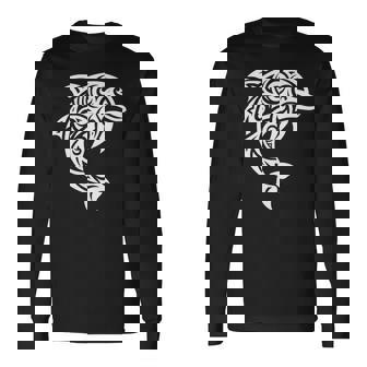 イルカ ポリネシアン トライバル マオリ ライトパターン イルカ 長袖tシャツ 長袖Tシャツ - Kawaiitshirt