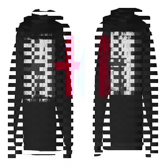 イングランド オランダ ハーフフラッグ イングリッシュ オランダ遺産 長袖tシャツ 長袖Tシャツ - Kawaiitshirt