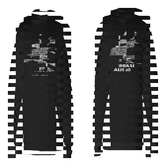 エアバス A380 ジェット機 カッタウェイ 航空 パイロット ギフト 長袖Tシャツ - Kawaiitshirt