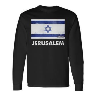 エルサレムイスラエル国旗シャツ 長袖Tシャツ - Kawaiitshirt