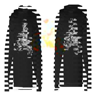 エレガントなシルエット フラワーアートピース フローラル モトクロス 長袖Tシャツ - Kawaiitshirt