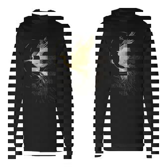 エレガントな鶴 アールデコ デザイン 優雅な鳥 長袖Tシャツ - Kawaiitshirt