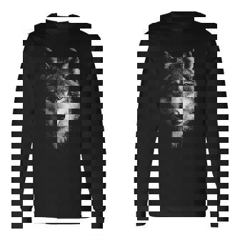 オオカミ 動物 モチーフ アート オオカミ 長袖tシャツ 長袖Tシャツ - Kawaiitshirt