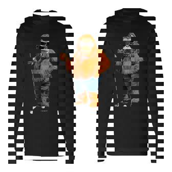 オランウータンゴルファー 長袖Tシャツ - Kawaiitshirt