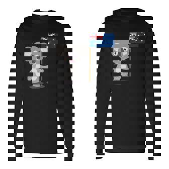 オーストラリアのコアラ オーストラリア国旗 長袖Tシャツ - Kawaiitshirt