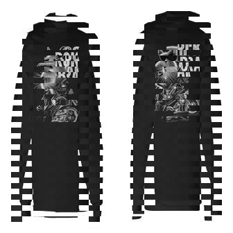 オートバイ げっ歯類 ロック メンズ カピバラ 長袖Tシャツ - Kawaiitshirt