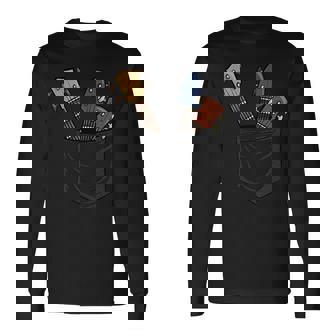 カジュアル ウクレレコレクション ポケットにハワイウクレレ 長袖Tシャツ - Kawaiitshirt