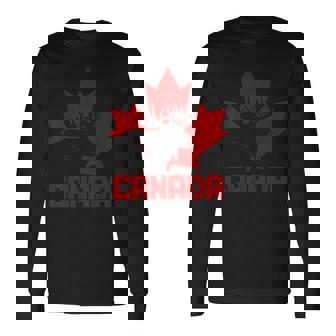 カナダヘラジカ メープルリーフ プライド ヴィンテージ カナダ国旗 長袖Tシャツ - Kawaiitshirt