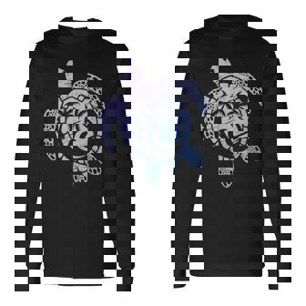 カメのモチーフ ヤシの木 波 フェス 夏 カメ サーフィン 長袖Tシャツ - Kawaiitshirt