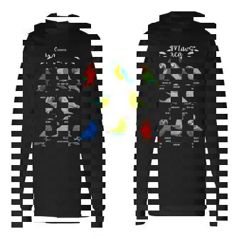 カラフルな8種のインコ コンゴウインコ 長袖Tシャツ - Kawaiitshirt