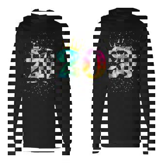 カラフルな絞り染め 20歳の女児 20歳の誕生日 長袖Tシャツ - Kawaiitshirt