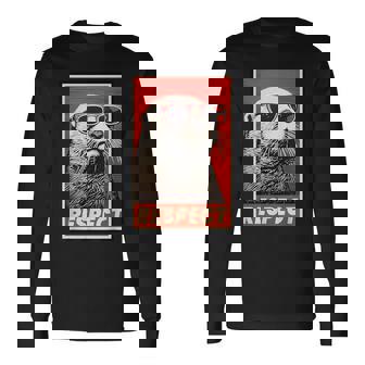 カワウソ 動物 リスペクト ヴィンテージ レトロ 長袖Tシャツ - Kawaiitshirt