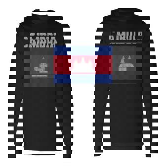 カンボジア-カンボジアの旗ヴィンテージスポーツデザインカンボジア 長袖Tシャツ - Kawaiitshirt