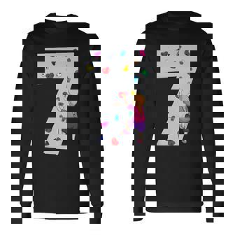 キッズ 7歳の誕生日パーティーケーキクライマークライムボルダリング 長袖Tシャツ - Kawaiitshirt