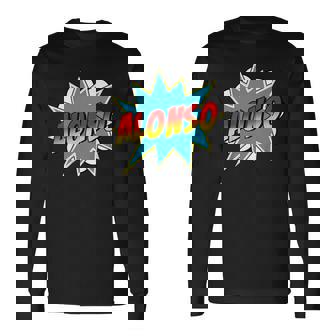 キッズ 男の子 アロンソ 名前 コミック 本 スーパーヒーロー 長袖Tシャツ - Kawaiitshirt