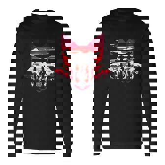 キツネ キツネ 九尾狐シルエット アニメ好き 長袖Tシャツ - Kawaiitshirt