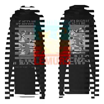 キツネザル ライフ・イズ・ベター 霊長類 キツネザル 長袖Tシャツ - Kawaiitshirt