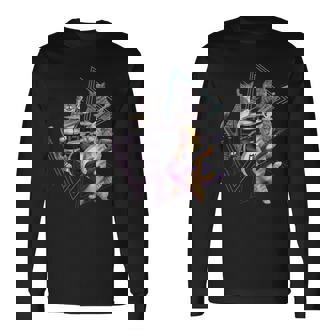 キャットバンド-ベース、ギター、ドラムセットのロックキティ 長袖Tシャツ - Kawaiitshirt