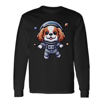 キャバリアキング チャールズ・スパニエル 宇宙飛行士 ファニードッグ 宇宙服 長袖Tシャツ - Kawaiitshirt