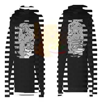 クオッカ、ラーメンを食べるクオッカ、クオッカカワイイ、クオッカ 長袖Tシャツ - Kawaiitshirt