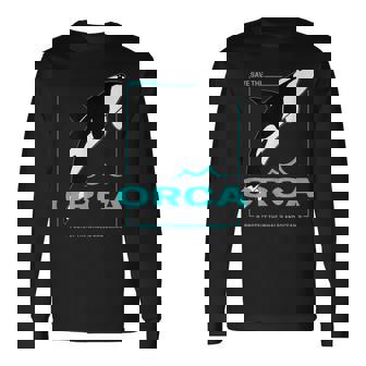 クジラと海を守るシャチ レトロなシャチのデザイン 長袖Tシャツ - Kawaiitshirt