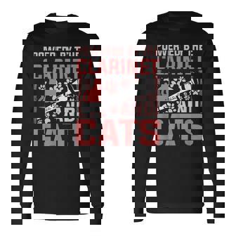 クラリネットとキャッツの面白いクラリネットプレーヤーがパワーアップ。 長袖Tシャツ - Kawaiitshirt