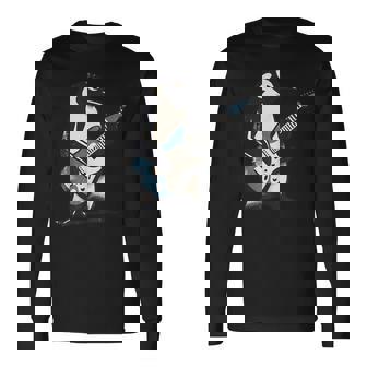 クールなペンギン ギターを弾く 音楽愛好家 ペンギン ギター 面白い 長袖Tシャツ - Kawaiitshirt