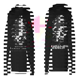 グリーンランドフラッグシャツ、グリーンランドマップ、グリーンランド、レディース、メンズ。 長袖Tシャツ - Kawaiitshirt