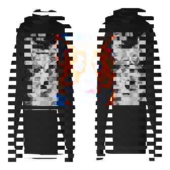 コーギー・ポートレート キュビズム・アート 長袖Tシャツ - Kawaiitshirt