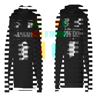 コートジボワール国旗 コートジボワール地図 長袖Tシャツ - Kawaiitshirt