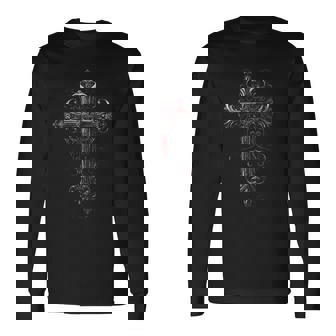 ゴシック 十字架 アーチ 華やかな十字架 宗教的シンボ 長袖Tシャツ - Kawaiitshirt