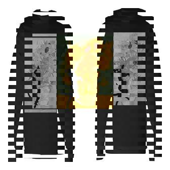 ゴッホ ひまわり 面白い 猫 アート 絵画 長袖Tシャツ - Kawaiitshirt