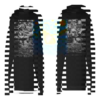 ゴッホ サメ 星月夜 ファニー レディース&メンズ 長袖Tシャツ - Kawaiitshirt