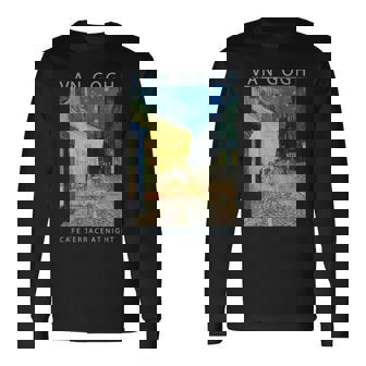 ゴッホ 面白いtシャツ アート 夜のカフェテラス 印象派 絵画 メンズ レディース 面白い 服 美術 油彩画 長袖tシャツ 長袖Tシャツ - Kawaiitshirt