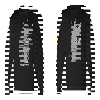 サイ コーヒー 野生動物 サイ 長袖Tシャツ - Kawaiitshirt