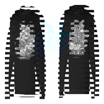 サメがたくさんトラックに 長袖tシャツ 長袖Tシャツ - Kawaiitshirt