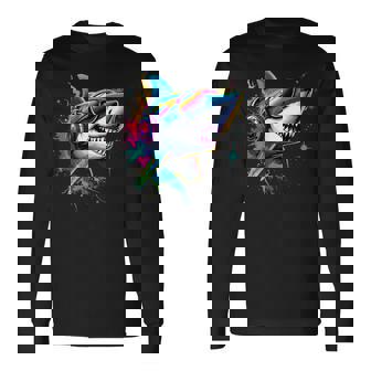 サメのモチーフ サメ タイガーシャーク オグロメジロザメ ホオジロザメ 長袖Tシャツ - Kawaiitshirt