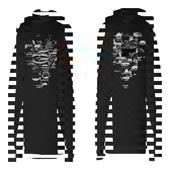 サメの識別 サメの顔 サメのハート 長袖tシャツ 長袖Tシャツ - Kawaiitshirt